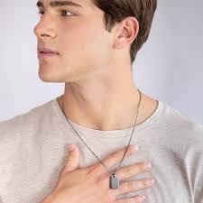 Bar Halskette Männer Oxidiertes Sterling Silber