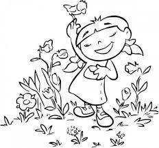 Dibujos De Primavera Para Colorear E Imprimir Dibujo De Ninos Jugando Dibujos Paginas Para Colorear