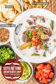 Adalah warung yang menyediakan masakan khas betawi dengan resep warisan keluarga yang tetap terjaga kwalitas dan rasanya. Soto Betawi Jakarta Beef Soup Recipe Daily Cooking Quest