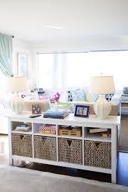 This Behind The Couch Console Could Be Done With Bookshelf On Side With Addition Of Dividing Shelp Mla Living Room Storage Home Living Room Sofa
