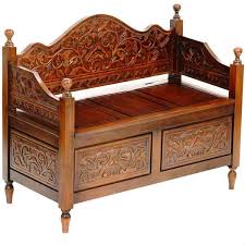 Banc En Bois Acajou Avec Coffre Style Anglais Victorien Meuble Eglise Baroque