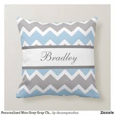 Personalized Blue Grey Gray Chevron Baby Boy Throw Pillow Zazzle Com Boys Throw Pillows Throw Pillows Chevron Baby