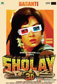 Sholay 3D New Posters Out | Basanti, Veeru, Jai, Thakur &amp; Gabbar Don 3D Glasses - Hema-Malini-in-a-Sholay-3D-movie-poster