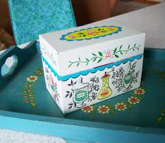 Vintage J Chein Co Tin Metal Recipe Box Made In Usa Flower Metal Recipe Box Recipe Cards Metal Tins