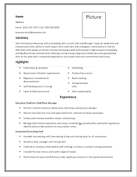 blank chef resume template free word