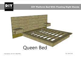 Queen Diy Platform Bed With Floating Night Stands Diy Platform Bed Queen Bed Frame Diy Platform Bed