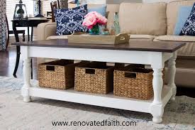 The table also features a bottom shelf for extra storage and added beau. Diy Farmhouse Coffee Table With Turned Legs Storage Free Plans