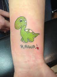 Dinosaur tattoo designs are not very popular since most people don't have an emotional connection with these prehistoric creatures. Outline Cute Dinosaur Tattoo Novocom Top