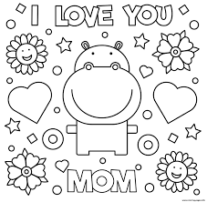 Set off fireworks to wish amer. Mothers Day I Love You Mom Hearts Flowers Hippo Coloring Pages Printable