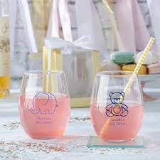 $1.73 personalized stemless wine glasses (gift boxes available. Personalized Baby Shower Glassware Favors Kate Aspen