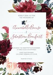 Burgundy Blue Floral Rustic Wedding Invitation Floral By Junkydotcom Hand Painted Burgundy Wedding Invitations Wedding Invitations Rustic Wedding Invitations