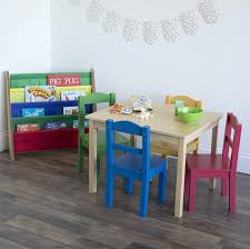 This table set is scaled perfectly for toddlers aged three and above, and is made from durable plastics, designed to withstand any of your child's activities. Buy Tot Tutors Kids Table And 4 Chair Set Primary Wood Online At Low Prices In India Amazon In