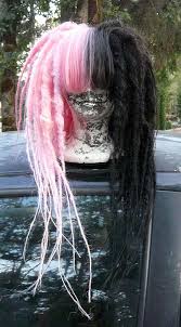 Black And Pink Striped Wig Pin On Hair