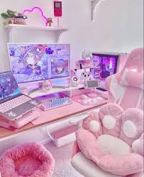 Available in 55 and 65 size. Pink Gaming Setup In 2021 Game Room Design Video Game Room Design Kawaii Room