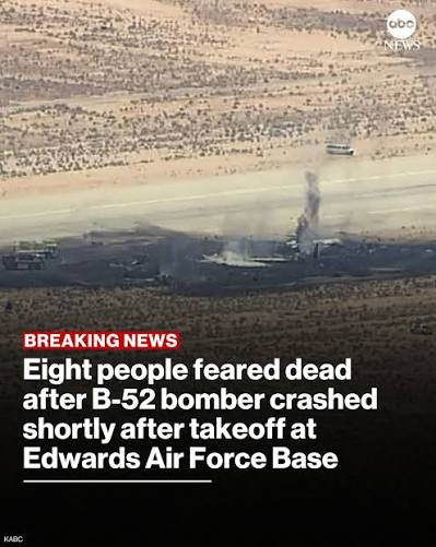 An Air Force B-52 Stratofortress bomber carrying eight people on a 