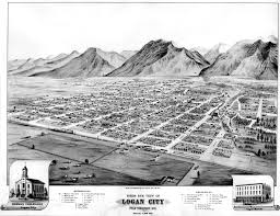 Bird S Eye View Of Logan Utah 1870s Birds Eye View Map Logan City Old Maps