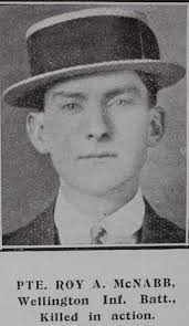 Roy Alexander McNabb, born 31 July 1896, in Collingwood, ninth child of  Edward John McNabb and Phoebe May Mason. Roy served in WW1