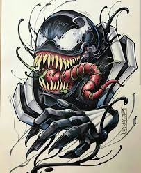 Because of his shape, an artist can another cool venom tattoo idea is spiderman bursting out of the symbiote suit. Pin By Farrell Collins On Venom Cartoon Tattoos Marvel Drawings Marvel Tattoos