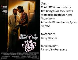 Jack sits beneath the gilt statue: The Fisher King 1991