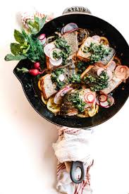 Roasted Lemon Crispy Skinned Salmon With Salsa Verde Kale Caramel Recipe Salsa Verde Cooking Salmon Crispy