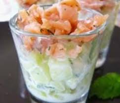 Verrine Aperitif Concombre Pomme Et Saumon Fume Recette Verrine Concombre Recettes De Cuisine Aperitif Concombre