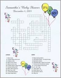 Personalized Custom Baby Shower Announcement Party Crossword Puzzles
