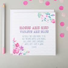 Greeting Card Lovely Floral Roses Are Red Violets Are Blue Wedding Anniversary Card Template Design Valentines Cards Pop Up Card Templates Creative Valentines