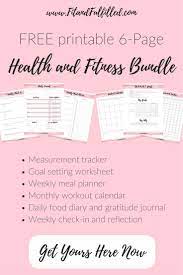 Free Printable Health And Fitness Bundle Measurement Tracker Goal Setting Workshe Fitness Journal Printable Fitness Tracker Printable Fitness Goals Printable