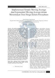 Basically a simple moving average is calculated by adding up the last x periods closing prices and then dividing that number by x. Pdf Implementasi Simple Moving Average Dan Exponential Moving Average Dalam Menentukan Tren Harga Saham Perusahaan