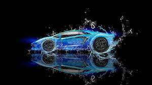 Lamborghini Aventador Water Fantasy Neon Blue El Tony Cars Tony Kokhan Design Black Lamborghini Water Effect Blue Lamborghini Lamborghini Aventador Lamborghini