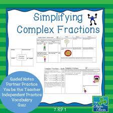 Simplifying Complex Fractions A Variety Of Activities Including Guided Notes Vocabulary Individual Practice Part Guided Notes Fractions Middle School Math