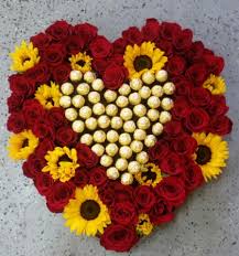 Download and use 1,000+ sunflower stock photos for free. Heart With Red Roses Sunflowers And Chocolates In Merced Ca The Flower Shop