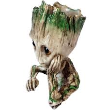 Groot Baby O Pensador 15cm Em Resina Vaso De Plantas Porta Caneta Bonecos Marvel Resina