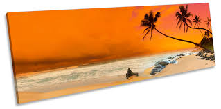 Things to do in orange beach. Orange Beach Tropical Sunset Print Panorama Canvas Wall Art Picture Ebay