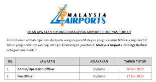 Malaysia airports holdings berhad payable to malaysia airports sdn bhd Jawatan Kosong Di Malaysia Airports Holdings Berhad