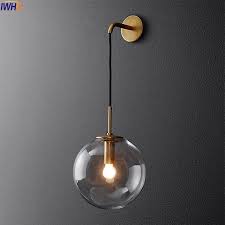 Black And Brass Wall Sconce Modern Retro Hanging Globe Black Brass Wall Lamp Sconce Light Fixture Fab Mix Home Brass Wall Lamp Wall Lights Retro Led Wall Lamp
