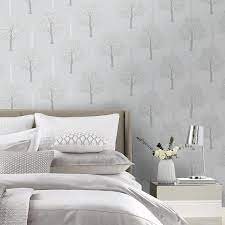 Your home will be pinterest worthy in an. Opus Ornella Light Slate Silver Grey Trees Heavy Vinyl Wallpaper 35960
