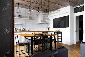 Tesselle mosaic montage cement tile $132. An Eat In Kitchen Interior Design In Modern Scandinavian Style Stock Photo Picture And Royalty Free Image Image 145526707