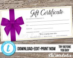 Buy gift cards with rewards. Editable Custom Printable Gift Certificate Template Purple Bow Birthday Photography Business Hair Salon Instant Download Templett By Rachellola Catch My Party