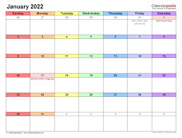 January 2022 Calendar Templates For Word Excel And Pdf