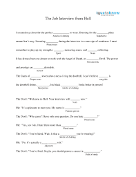 Great for classroom fun and sneaking in language arts skills. Fillable Online Job Interview From Hell Mad Lib Job Interview From Hell Mad Lib Fax Email Print Pdffiller