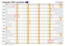 Yearly calendar showing months for the year 2021. Australia Calendar 2021 Free Printable Pdf Templates