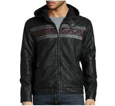 Rerun Mens Jacket Hoodie Zip Front Faux Leather Black Size S New Mens Jackets Leather Jacket Style Hoodie Jacket