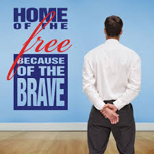 By painting over the top of the adhesive letters, it makes the banner look like it's behind the text once the letters are removed. Home Of The Free Because Of The Brave Vinyl Wall Decal Wall Quote Wall Decor