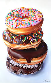 Donut Stack Oil Painting Food Painting Desserts Drawing Food Artwork