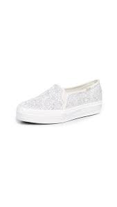 Spot clean lay flat to dry. Keds X Kate Spade New York Women S Triple Decker Glitter Canvas Slip On Sneakers In Cream Modesens