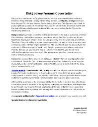 Disk Jockey Resume Cover Letter
