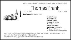 Heinz giese war der sohn des stettiner kaufmanns carl giese und dessen frau gertrud. Thomas Frank Traueranzeige Trauer Infranken De