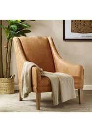 Golden Sand Top Grain Leather Lounge Accent Chair Leather Chair Living Room Accent Chairs Small Comfy Chair