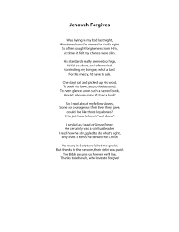 Jehovah Forgives Poem Pdf Stoops Manufacturing Company Spiritual Poems Jehovah Poems